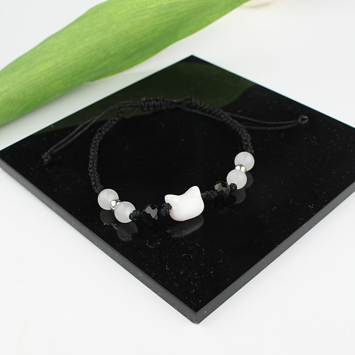 Set of 4 Hand Woven Cat Bracelets, Adjustable Minimalist Fortune Bracelets